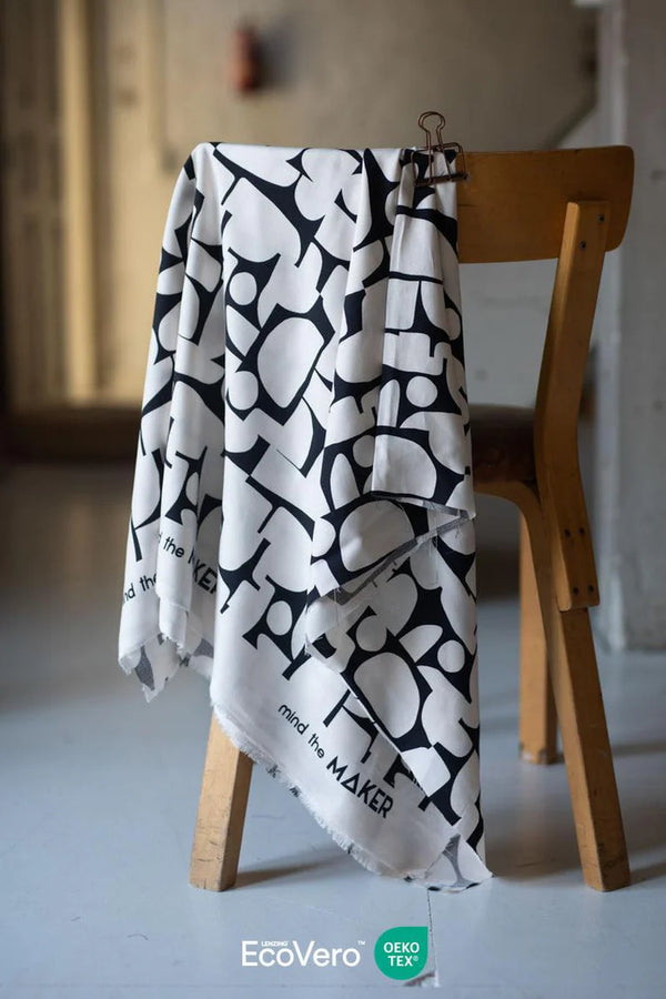 Crêpe de viscose " Shady shapes creamy white" Eco-Vero de Meet Milk (Prix pour 10cm)