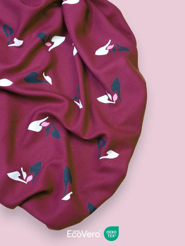Crêpe de viscose " Sprout fuchsia" Eco-Vero de Meet Milk (Prix pour 10cm)