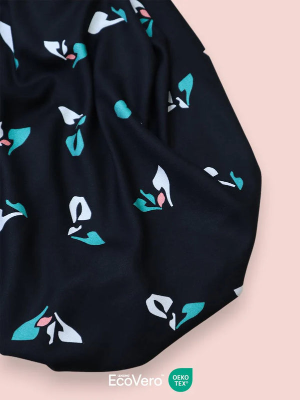 Crêpe de viscose " Sprout noir" Eco-Vero de Meet Milk (Prix pour 10cm)