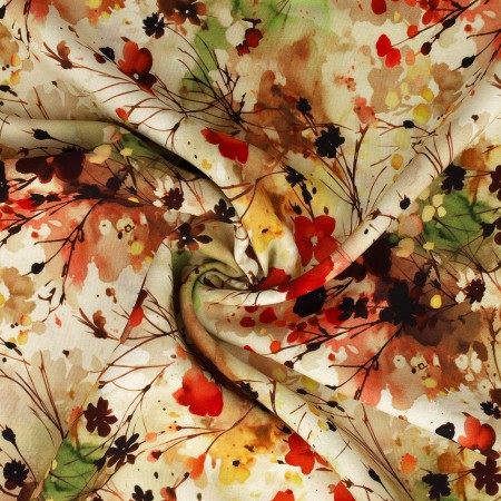 Viscose  flowers - tons mordorés (Prix pour 10cm)