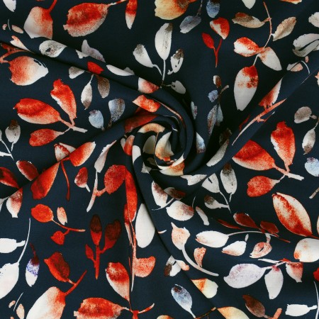 Viscose  feuillages - tons fauves (Prix pour 10cm)