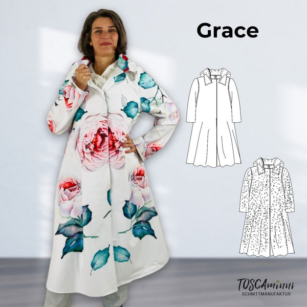 PDF - Patron digital du manteau Grace de TOSCAminni du 34 au 54 (fr)