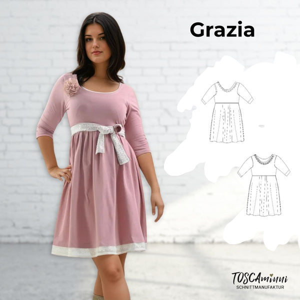 PDF - Patron digital de la robe Grazia de TOSCAminni du 34 au 54 (fr)