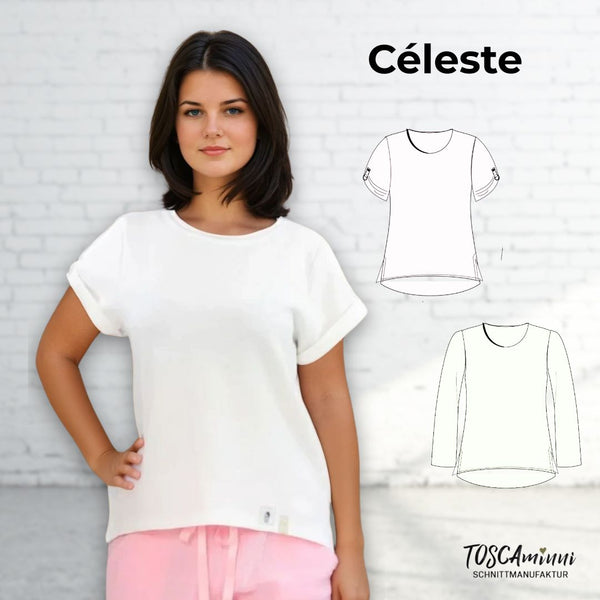 PDF - Patron digital du tee-shirt Céleste de TOSCAminni du 34 au 54 (fr)