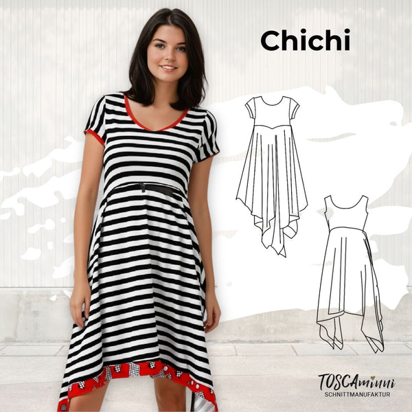 PDF - Patron digital de la robe Chichi de TOSCAminni du 34 au 54 (fr)