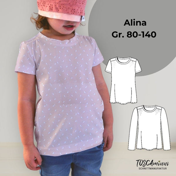 PDF - Patron digital du tee-shirt Alina de TOSCAminni du 80 au 140 (fr)