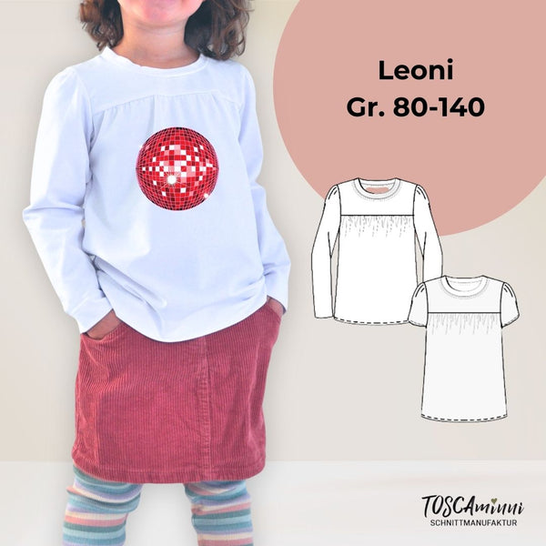 PDF - Patron digital du tee-shirt manches longues Leoni Minni de TOSCAminni du 80 au 140 (fr)