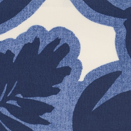 Coupon de 1,2m de Viscose  Feuillage bleu