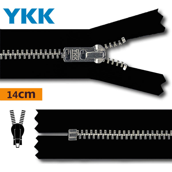 Fermeture éclair / tirette / zip en métal argent pour jean's et pantalon de 14cm - différents coloris (prix à la pièce)