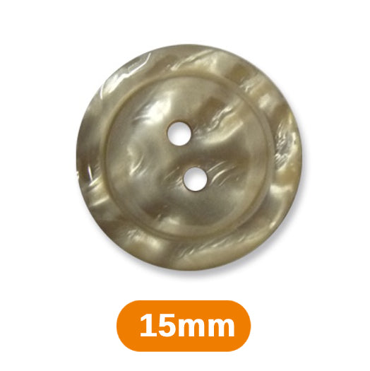Boutons marbrés 2 trous 15mm - sable (prix à la pièce)