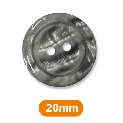 Boutons marbrés 2 trous 20mm - gris cosmos (prix à la pièce)