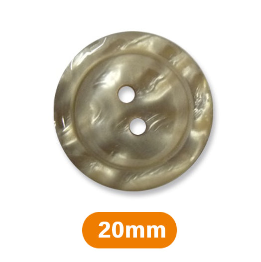 Boutons marbrés 2 trous 20mm - sable (prix à la pièce)