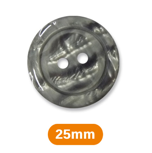 Boutons marbrés 2 trous 25mm - gris cosmos (prix à la pièce)