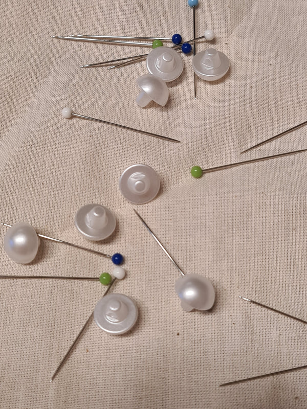 Boutons demi-boule à pied - imitation perle nacrée 10mm (prix à la pièce)