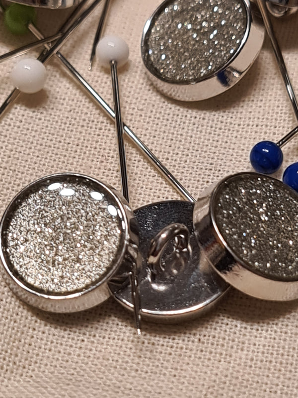 Boutons en métal pailleté à pied 11mm (prix à la pièce)