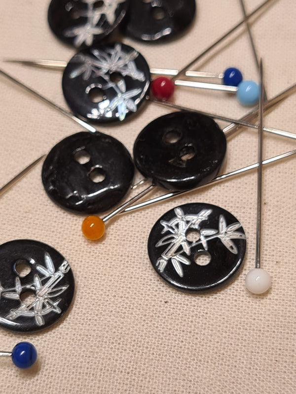 Boutons nacre noir Bambou / Take 11mm (prix à la pièce)