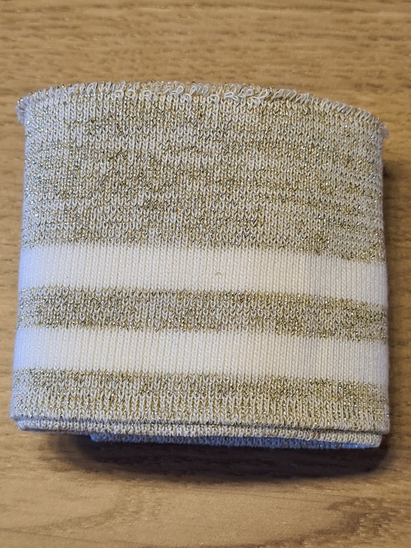 Bord cote  "lurex or et blanc" ( prix à la pièce 110cm X 6cm)