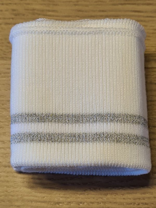 Bord cote "Blanc cassé lurex argent" ( prix à la pièce 110cm X 6cm)