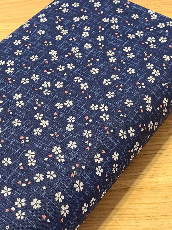 Tissu 100% coton sakura bleu (prix pour 10cm)