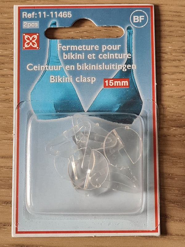 Fermeture bikini et maillot - transparent (prix par set de 2 attaches)