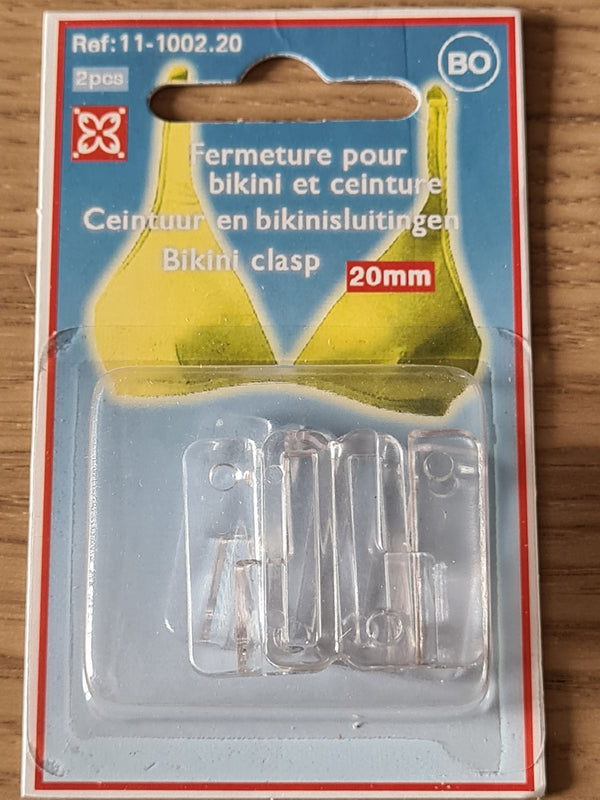 Fermeture pour maillot et ceinture 20mm - transparent (prix par set de 2 attaches)