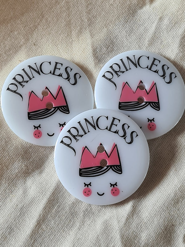 Boutons fantaisie "I'm a princess" 38mm (prix à la pièce)