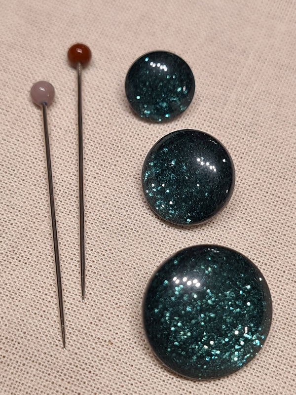 Boutons pailletés vert foncé de 11mm (prix à la pièce)