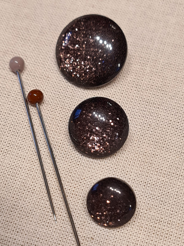 Boutons pailletés marrons de 9mm (prix à la pièce)