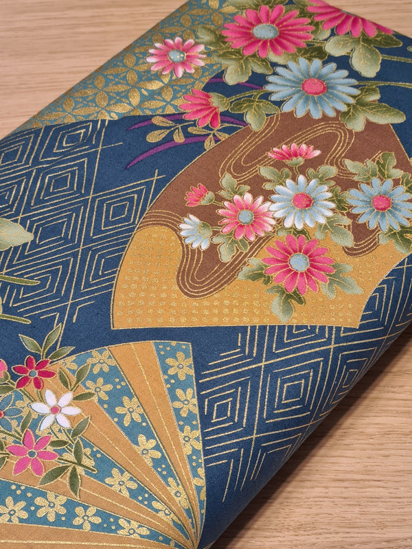 Sensu/éventails sur fond bleu/vert (prix pour 10cm)