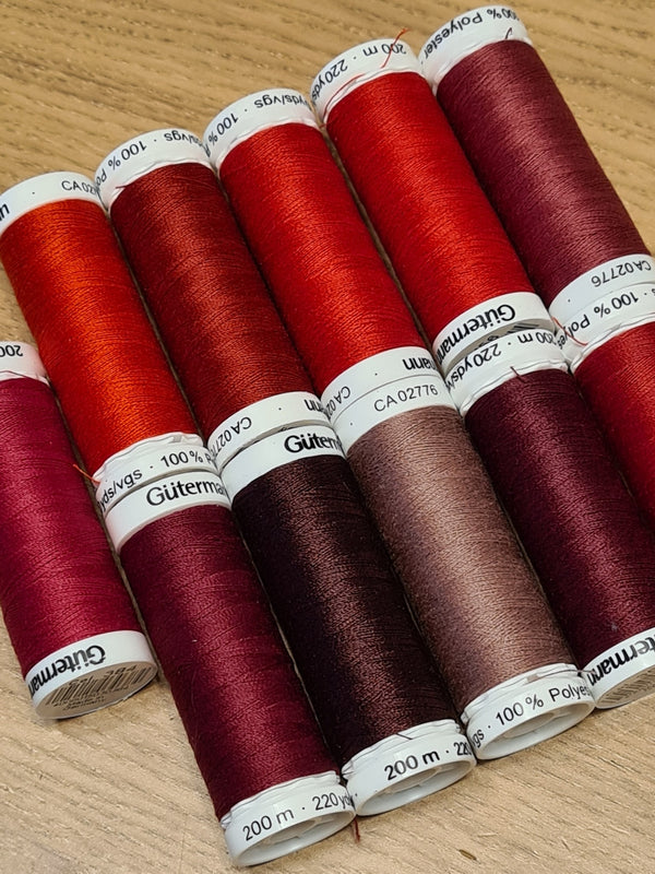 Fils Gütermann - pour tout coudre - bobine de 200m - Les rouges et les bordeaux (prix à la pièce)