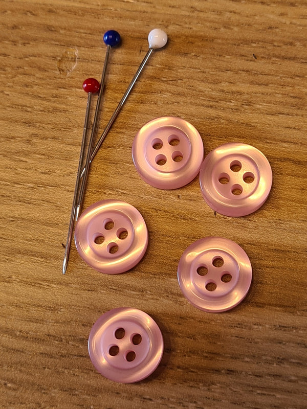Boutons de chemise rond - 4 trous - rose de 11mm (prix à la pièce)
