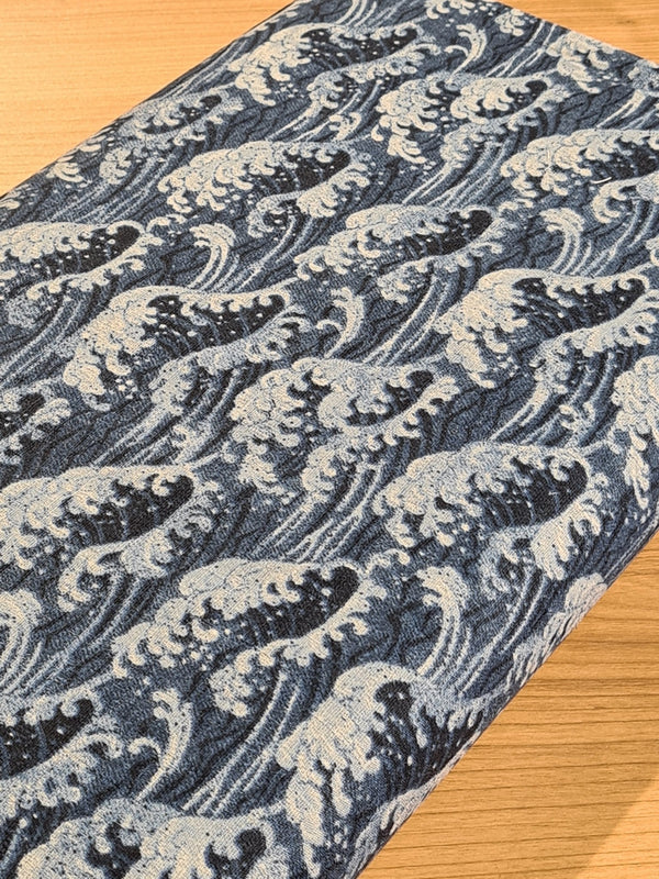 Tissus les vagues - hommage à Hokusai bleu clair - 100% coton (prix pour 10cm)