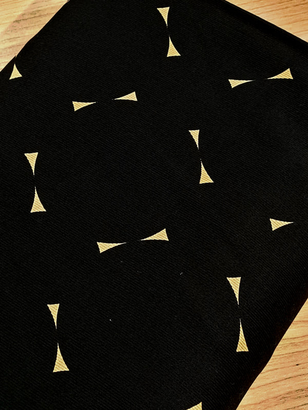 Velours milleraies Noir à noeuds beiges - 100% coton de marque Kokka (Prix pour 10cm)