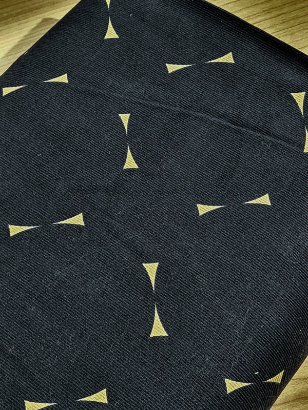 Velours milleraies Bleu marine à noeuds beiges - 100% coton de marque Kokka (Prix pour 10cm)