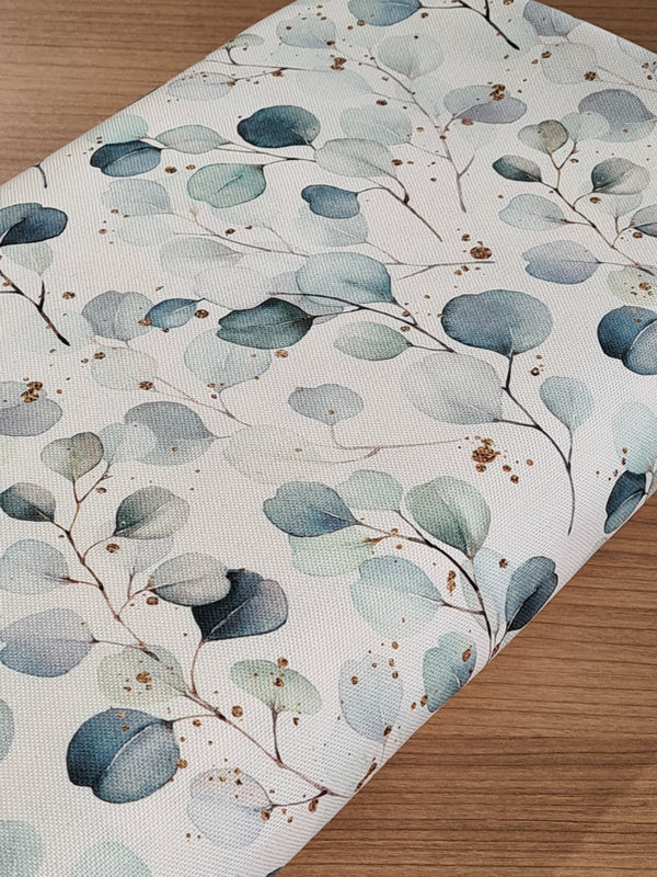 Canvas Eucalyptus aquarellé fond blanc certifié oeko-tex - 100% coton (prix pour 10cm)