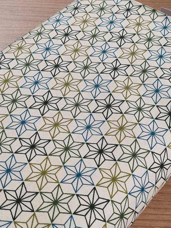 Tissu Asanoha variés tons bleus verts (prix pour 10cm)