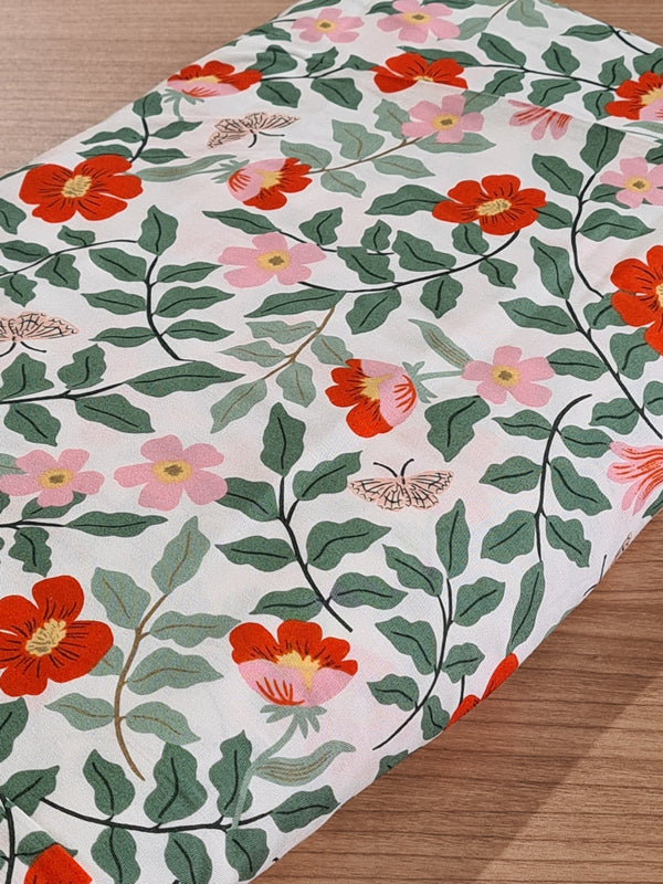 Viscose Rifle Paper co "Primrose" sur fond blanc (prix pour 10cm)