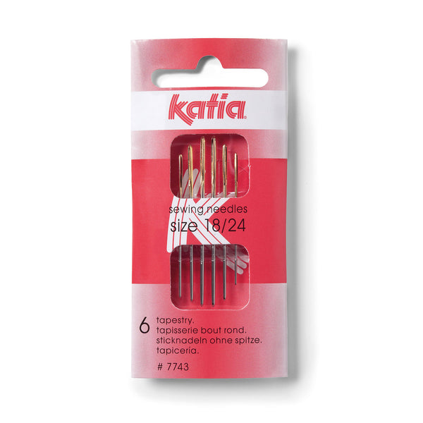 Set de 6 aiguilles à tapisserie à bout rond de marque Katia (prix de la pochette)
