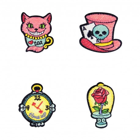 Set de patch thermocollant thème Alice au pays des merveilles - (prix à la pièce)