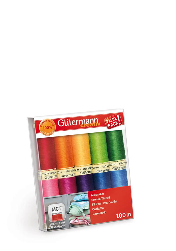 Set de fils Gütermann - coloris de base - couleurs vives 10X100m (prix pour le set)