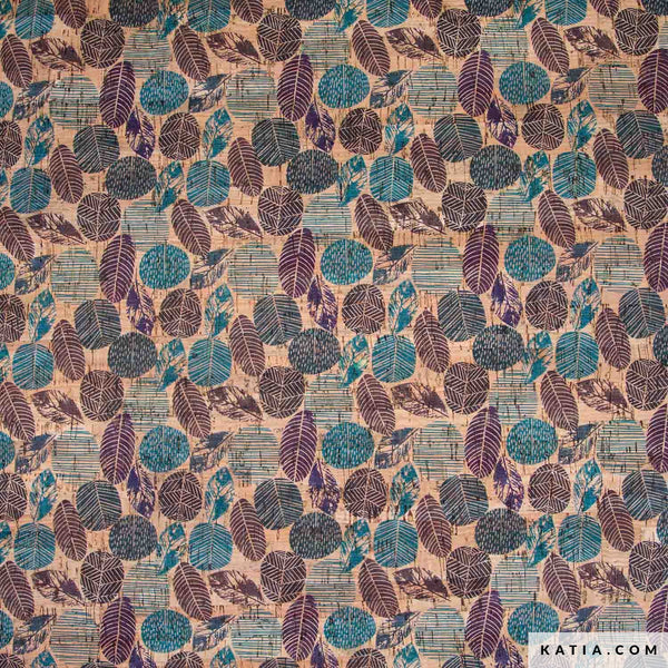 Liège au motif de feuilles bleues (prix pour 10cm)